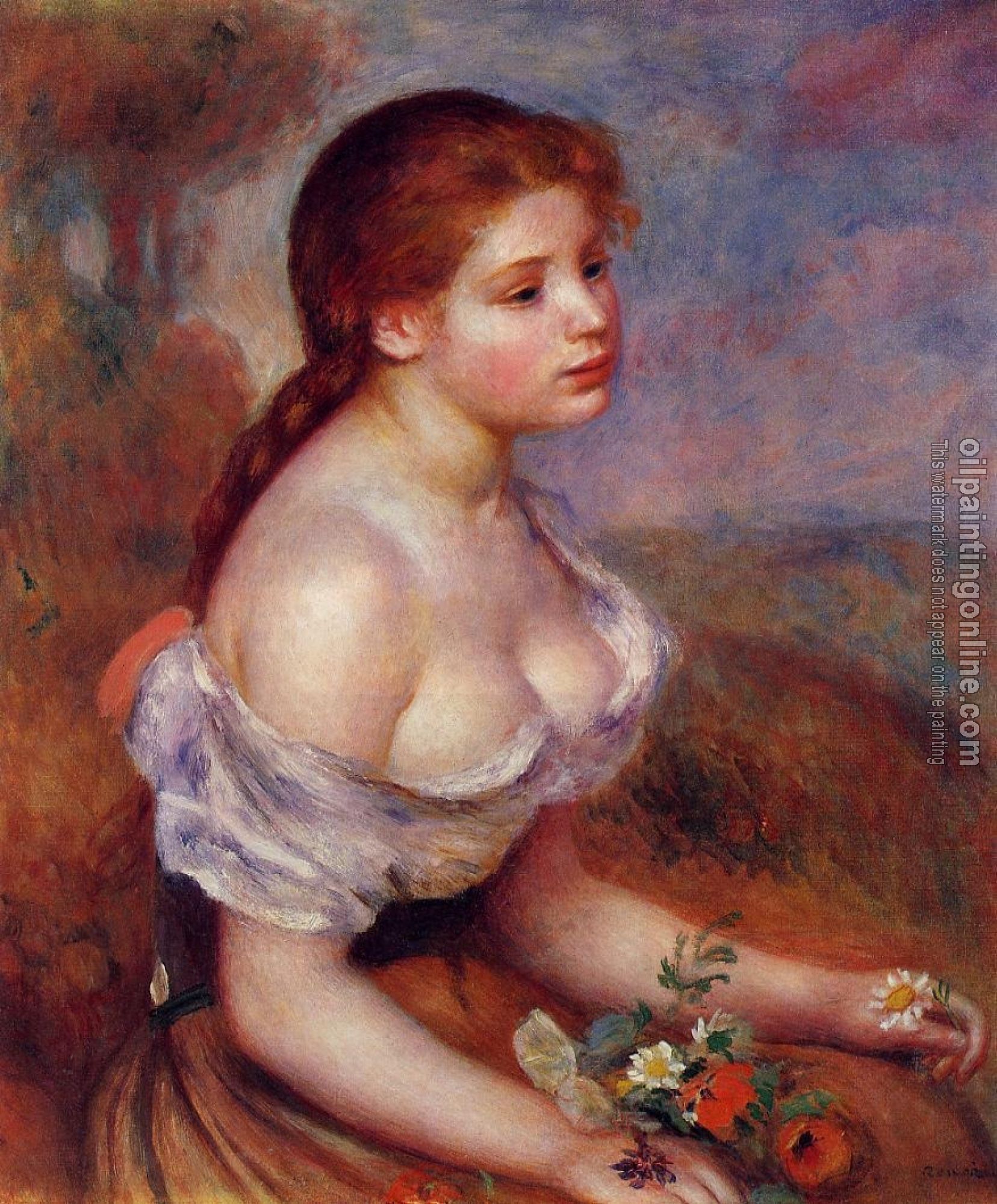 Renoir, Pierre Auguste - Young Girl with Daisies